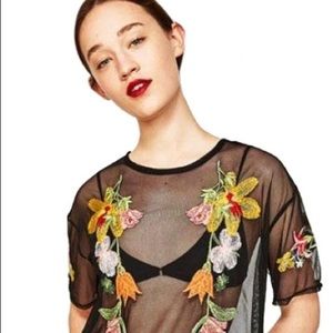 Zara Black Mesa Shirt with embroidering